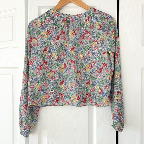 ZARA Basic Floral Long Sleeve Blouse Multicolor Ditsy Print Top Size Small EUC - Picture 5 of 6